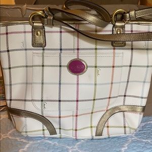 Spring colored plaid Coach bag
